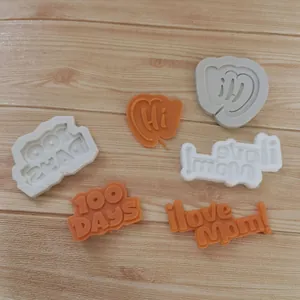 Silicone Alphabet Cake Topper Mold For Chocolate Fondant Biscuit HI I Love Mom Anniversary Baking Decoration Tools