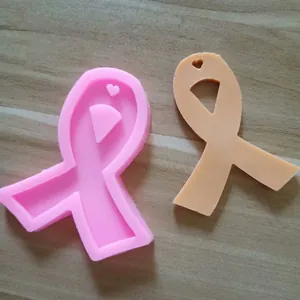 Silicone mold with heart ribbon shape for keychain or aromatherapy pendant DIY