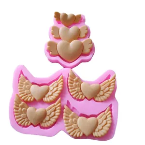 Heart with wings shaped silicone mold for DIY cake decoration and chocolate baking