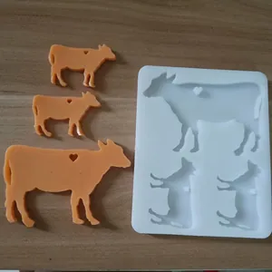 Silikonform in Kuh-Silhouette für DIY-Harz-Schlüsselanhänger und Duftwachs-Anhänger