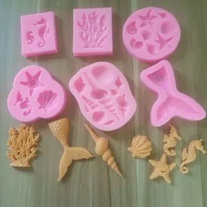 Serie Ocean Conchiglia Corallo Forma Decorazione per Torte Stampo Silicone Liquido Fondente Cioccolato Fai da Te Strumento da Forno