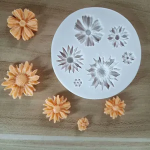 Detail view of chrysanthemum flower silicone mold for cake decorating and fondant
