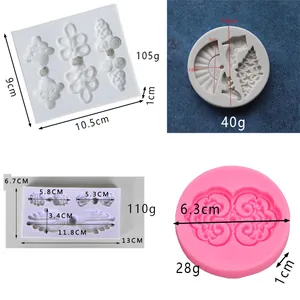 Vista dettagliata di dimensioni e peso degli stampi in silicone a nodo cinese.