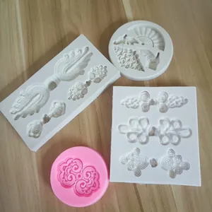Stampo per Torte in Silicone in Stile Retrò Cinese Nodo Cinese Ventaglio Forma Ruyi Fondente Cioccolato Silicone Liquido Fai da Te Strumenti
