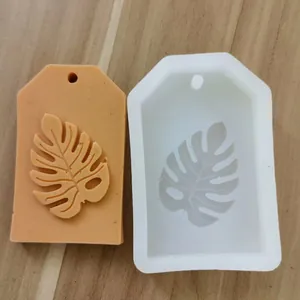 Monstera leaf shaped tag silicone mold for DIY resin keychain and chocolate making