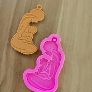 Handmade silicone mold for mother and child themed keychain resin casting and DIY crafts