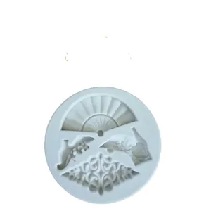 Stampo in silicone vintage con elementi cinesi per fondente cioccolato e argilla