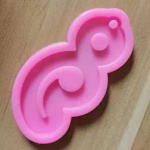 Pinke Silikonform für Harz in abstrakter Semikolon-Form für DIY-Schlüsselanhänger-Basteln
