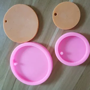 Round Keychain Silicone Mold For DIY Handmade Car Aromatherapy Pendant Epoxy Resin Crafting Casting Pink Circle Mould