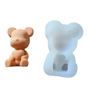 Heart bear silicone mold for Valentine's Day fondant and chocolate cake decoration