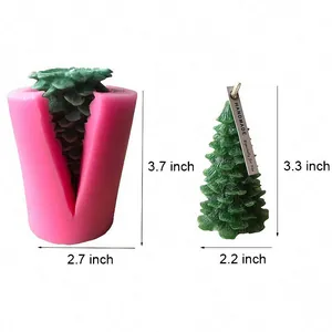 Dimensioni dettagliate dello stampo per candele a forma di albero di Natale 3D in silicone