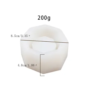 Technical detail showing hexagonal silicone mold dimensions 8.5cm and 200g weight