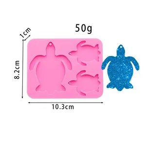 Close-up detail of 3-cavity turtle silicone mold with dimensions 10.3x8.2cm and 50g