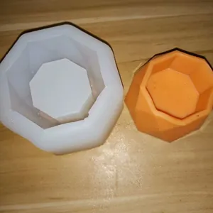 DIY Geometric Silicone Mold For Succulent Plant Pot Fondant Cake Decoration Polyhedron Shape Resin Craft Making Baking Tool