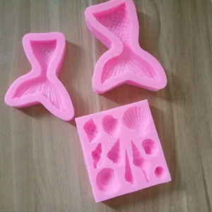 DIY Meerjungfrau Schwanz Muschel Silikonform Ozean Thema Flüssig Fondant Kuchen Dekorationswerkzeuge Für Schokolade Süßigkeiten Ton Handwerk