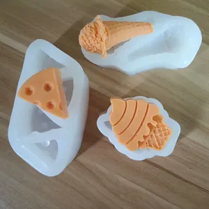 Vista detallada de moldes de silicona para repostería de queso y helado DIY