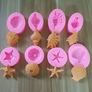 Ocean Series Silicone Molds For Cake Decoration Conch Starfish Shell Shape Fondant Baking Mold DIY Chocolate Crafting Mold