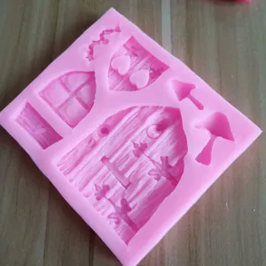 Rosa Silikonform Pilzhaus und Hütte für Fondant-Kuchen und Backen