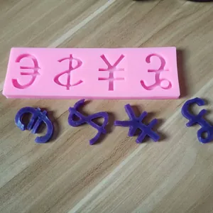 Molde de silicona con símbolos de Euro, Dólar, Yuan y Libra para repostería creativa