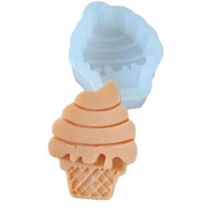 Molde de silicona con forma de cono de helado y muestra para decoración de pasteles