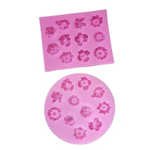 Ensemble de moules à fleurs en silicone rose pour la décoration de gâteaux et chocolats DIY