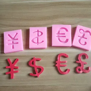 Moldes de Silicona de Símbolos de Monedas Para Decoración de Pasteles Fondant Chocolate Dólar Euro Libra Yen Herramientas de Panadería