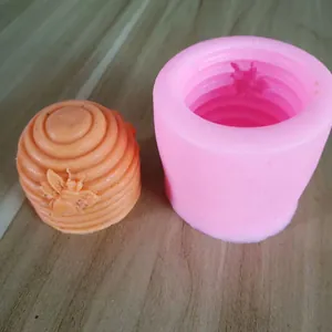 3D Honeycomb Bee Silicone Mold For Cake Decoration Fondant Chocolate Soap Candle Making DIY Baking Tool Pink