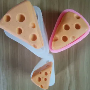 Set of three triangular cheese-shaped silicone molds for DIY baking crafts and soap making