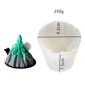 Detail view of 3D iceberg silicone mold with 250g weight and 8.3cm diameter specs