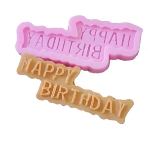 Stampo in silicone Happy Birthday rosa per decorazione torte e cioccolato