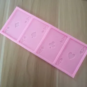 Rosa 4-Fach Pokerkarten-Ass Silikonform für DIY Fondant und Schokoladendekoration