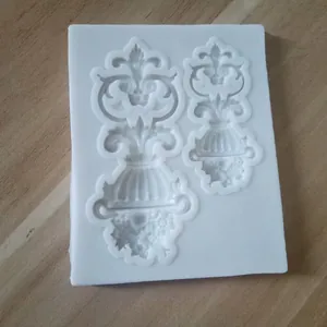 Detailed view of white European relief silicone mold for elegant cake flower pot decor