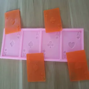 DIY 4-fach Silikonform mit Spielkarten Ass Motiven für Backen von Schokolade und Fondant