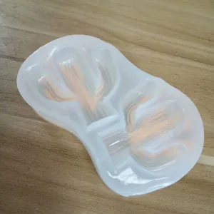 Close-up of a 2-cavity cactus-shaped silicone mold for DIY baking and crafts