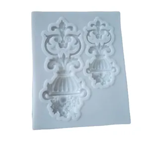 European relief flower pot silicone mold for cake border decoration and creative baking