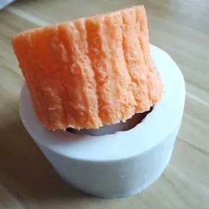 Detail of DIY silicone succulent flower pot mold with realistic tree stump texture