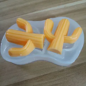 Detail view of 2-cavity cactus silicone mold for fondant and chocolate DIY crafts