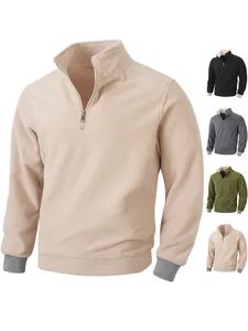 Herren-Fleece-Sweatshirt mit halbem Reißverschluss in mehreren Farben und weicher Textur