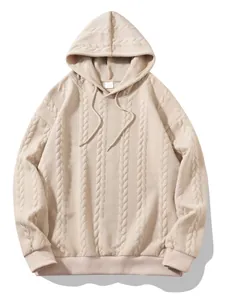 Felpa Casual con Cappuccio da Uomo Autunno Inverno Jacquard Texture a Trecce Pullover Vestibilità Larga Top a Manica Lunga