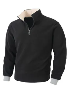 Herren Stehkragen Fleece Sweatshirt mit Viertelreißverschluss für winterliche Wärme und Komfort