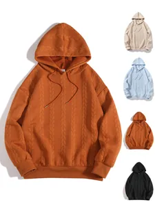 Felpa con cappuccio oversize da uomo con trama jacquard e coulisse per l'autunno