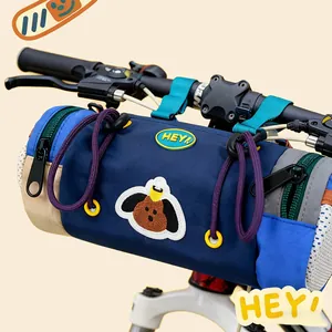 Sac Avant de Vélo en Nylon Grande Capacité Chien Dessin Animé Brodé Sac de Guidon Imperméable Pour Vélo de Montagne Route Enfants Sac de Rangement