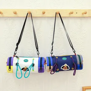 Deux jolis sacs de guidon de vélo colorés avec motif de chien brodé pour enfants