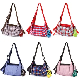 Sac Cabas en Polyester Matelassé à Carreaux Rétro Grande Capacité Sac d'Épaule Rembourré pour Femmes Sac Sous les Bras