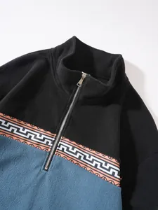 Detailansicht Herren Fleece-Sweatshirt mit Reißverschluss und Muster