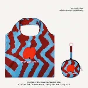 Foldable colorful pattern shopping bag with a matching small round storage pouch