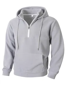 Ανδρικό Φούτερ με Κουκούλα από Παχύ Fleece Φθινόπωρο Χειμώνας Φερμουάρ Μέχρι το Στήθος Όρθιος Γιακάς Ευρωπαϊκό Μέγεθος Casual Μακρύ Μανίκι