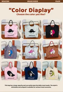 Collection de sacs fourre-tout en nylon de grande capacité avec broderies de personnages féminins