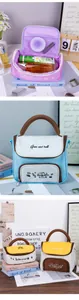 Detailed multi-angle views of large capacity portable PU storage bags for cosmetics or stationery
