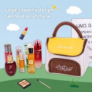 Large capacity PU portable storage bag and toiletry organizer for makeup and stationary